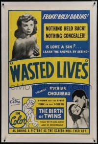 2s183 CHILDREN OF LOVE/BIRTH OF TWINS linen 1sh 1958 Wasted Lives, nothing held back!