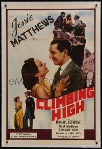 2s188 CLIMBING HIGH linen 1sh 1938 Jessie Matthews, Michael Redgrave, directed by Carol Reed, rare!