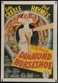 2s199 DIAMOND HORSESHOE linen 1sh 1945 sexiest stone litho of dancer Betty Grable in skimpy outfit!