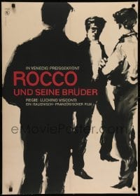 2s033 ROCCO & HIS BROTHERS linen East German 23x32 1962 Luchino Visconti, Lajos Gorog art, rare!