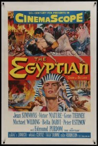 2s211 EGYPTIAN linen 1sh 1954 Michael Curtiz, art of Jean Simmons, Victor Mature & Gene Tierney!