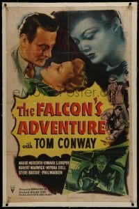 2s216 FALCON'S ADVENTURE linen 1sh 1946 detective Tom Conway is trapped by a blonde beauty!