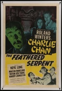 2s219 FEATHERED SERPENT linen 1sh 1948 Roland Winters as Charlie Chan, Mantan Moreland, Keye Luke!