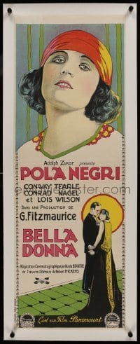 2s069 BELLA DONNA linen French 12x35 1923 art of femme fatale Pola Negri, deadly to her husbands!