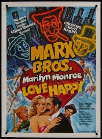 2s036 LOVE HAPPY linen German 1981 different Chantrell art of Marx Brothers & sexy Marilyn Monroe!
