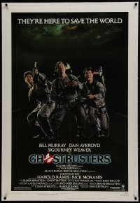 2s230 GHOSTBUSTERS linen domestic 1sh 1984 Bill Murray, Aykroyd & Ramis are here to save the world!