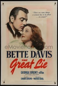2s236 GREAT LIE linen 1sh 1941 there are some things Bette Davis has to lie about to George Brent!