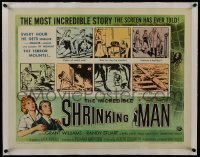 2s138 INCREDIBLE SHRINKING MAN linen 1/2sh 1957 Jack Arnold sci-fi, cool comic strip style art!