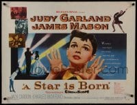 2s144 STAR IS BORN linen 1/2sh 1954 art of Judy Garland, James Mason, George Cukor classic!