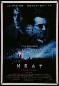 2s241 HEAT linen 1sh 1995 Al Pacino, Robert De Niro, Val Kilmer, Michael Mann directed!