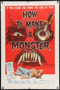 2s246 HOW TO MAKE A MONSTER linen 1sh 1958 ghastly ghouls, it will scare the living yell out of you!