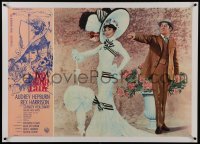 2s102 MY FAIR LADY linen Italian 26x38 pbusta 1965 Audrey Hepburn in famous dress with Rex Harrison!