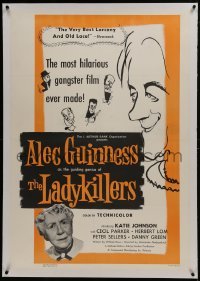 2s265 LADYKILLERS linen 1sh 1956 art of Alec Guinness & gangsters + Katie Johnson, Ealing classic!