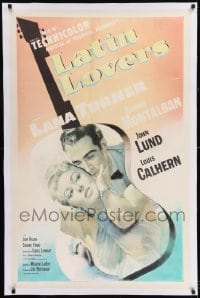 2s267 LATIN LOVERS linen 1sh 1953 best artwork of sexy Lana Turner & Ricardo Montalban in guitar!
