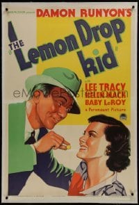 2s271 LEMON DROP KID linen 1sh 1934 Damon Runyon, art of Lee Tracy & Helen Mack, ultra rare!