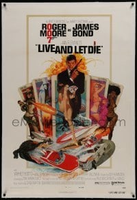 2s275 LIVE & LET DIE linen West Hemi 1sh 1973 Robert McGinnis art of Roger Moore as James Bond!