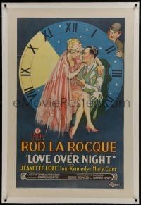 2s282 LOVE OVER NIGHT linen 1sh 1928 Rod La Rocque kidnaps girl & marries her, cool art, very rare!