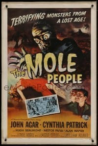 2s302 MOLE PEOPLE linen 1sh 1956 from a lost age, horror crawls from the depths of the Earth!