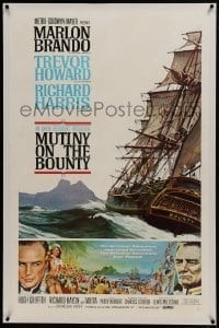 2s304 MUTINY ON THE BOUNTY linen style B 1sh 1962 Marlon Brando, art by Smith & Henninger!