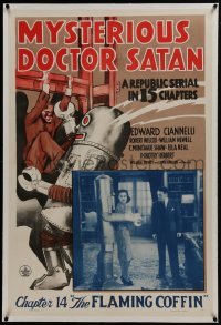 2s305 MYSTERIOUS DOCTOR SATAN linen chap 14 1sh 1940 Republic serial, funky robot in art AND inset!