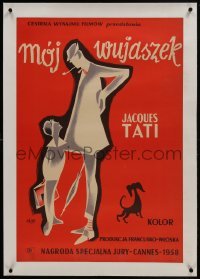 2s076 MON ONCLE linen Polish 23x34 1959 different Etaix art of Jacques Tati as My Uncle, Mr. Hulot!