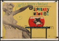 2s078 SEVEN YEAR ITCH linen Polish 16x24 1961 Marilyn Monroe w/fishbowl, different Hibner art, rare!