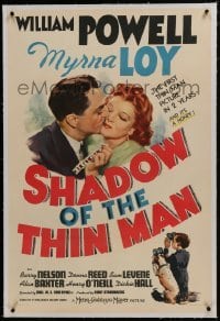 2s353 SHADOW OF THE THIN MAN linen 1sh 1941 William Powell, Myrna Loy, Dickie Hall & Asta, rare!
