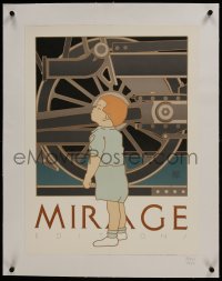 2s025 DAVID LANCE GOINES linen 18x24 art print 1980 Mirage Editions, art of child & locomotive!