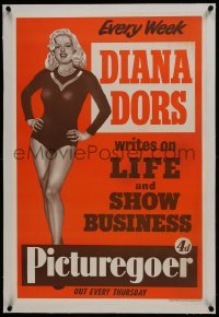 2s022 PICTUREGOER linen 20x30 English special poster 1950s Diana Dors writes life & show business!