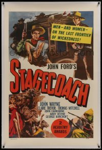 2s365 STAGECOACH linen 1sh R1948 John Wayne in the classic movie that made him a huge star!