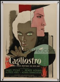 2s053 CAGLIOSTRO linen Swedish 1929 cool art of the master hypnotist in his laboratory, rare!