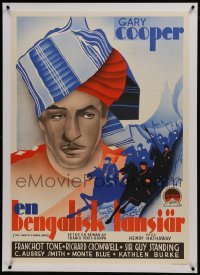 2s055 LIVES OF A BENGAL LANCER linen Swedish 1935 cool art of Gary Cooper & horse soldiers, rare!