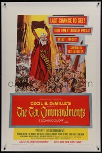 2s373 TEN COMMANDMENTS linen 1sh 1960 Cecil B. DeMille, last chance to see it, now regular prices!
