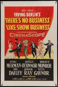 2s375 THERE'S NO BUSINESS LIKE SHOW BUSINESS linen 1sh 1954 great art of Marilyn Monroe & top cast!