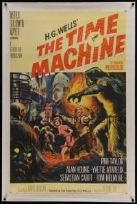 2s378 TIME MACHINE linen 1sh 1960 H.G. Wells, George Pal, great Reynold Brown sci-fi artwork!