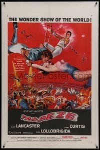 2s384 TRAPEZE linen 1sh 1956 great circus art of Burt Lancaster, Gina Lollobrigida & Tony Curtis!