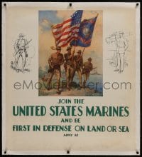 2s010 SPIRIT OF 1917 linen 30x33 WWI war poster 1917 Join the United States Marines, great art!