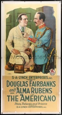 2t008 AMERICANO linen 3sh R1910s art of accidental revolutionary Douglas Fairbanks Sr., rare!