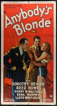 2t009 ANYBODY'S BLONDE linen 3sh 1931 reporter Dorothy Revier plays with a boxer's affections!