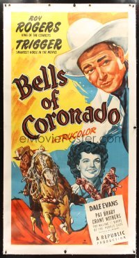 2t010 BELLS OF CORONADO linen 3sh 1950 great art of Roy Rogers & Trigger + pretty Dale Evans!