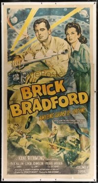 2t011 BRICK BRADFORD linen 3sh 1947 art of Kane Richmond, Amazing Soldier of Fortune, serial, rare!