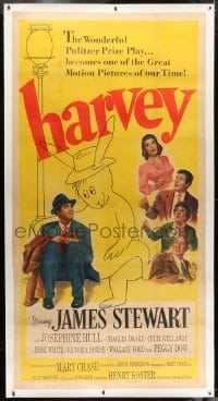 2t015 HARVEY linen 3sh 1950 great image of James Stewart sitting with 6 foot imaginary rabbit, rare!