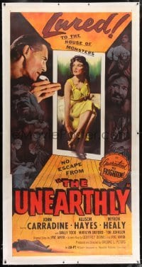 2t024 UNEARTHLY linen 3sh 1957 John Carradine & sexy Allison Hayes lured to the house of monsters!