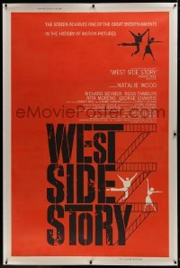 2t002 WEST SIDE STORY linen pre-Awards Z 40x60 1961 Academy Award winning musical, Joseph Caroff art