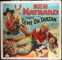 2t004 COME ON, TARZAN linen 6sh 1932 stone litho of cowboy Ken Maynard and his Wonder Horse Tarzan!