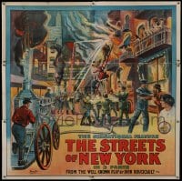2t146 STREETS OF NEW YORK 6sh 1913 stone litho of firefighters fighitng arson set in tenement!