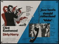 2t202 DIRTY HARRY/KLUTE British quad 1973 Clint Eastwood, Jane Fonda, Donald Sutherland, rare!