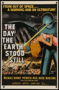 2t357 DAY THE EARTH STOOD STILL S2 recreation 1sh 2001 classic art of Gort holding Patricia Neal!