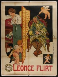 2t042 LEONCE FLIRT linen French 1p 1913 great art of sleeping man with Cupid & cherub, Gaumont!