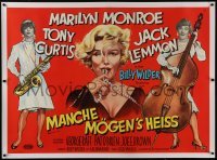 2t034 SOME LIKE IT HOT linen German 33x47 1959 sexy Marilyn Monroe, Tony Curtis & Jack Lemmon, rare!